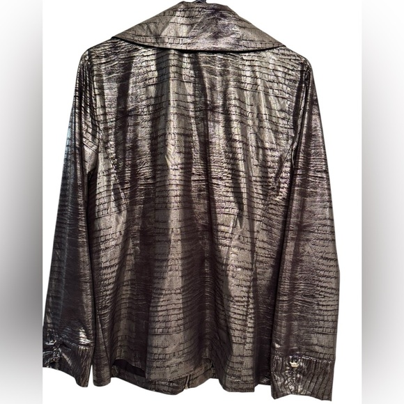 Chicos Zynergy zip jacket sliver and black size 3. - Picture 2 of 5